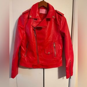 Azalea Wang Red Faux Leather Motto Jacket